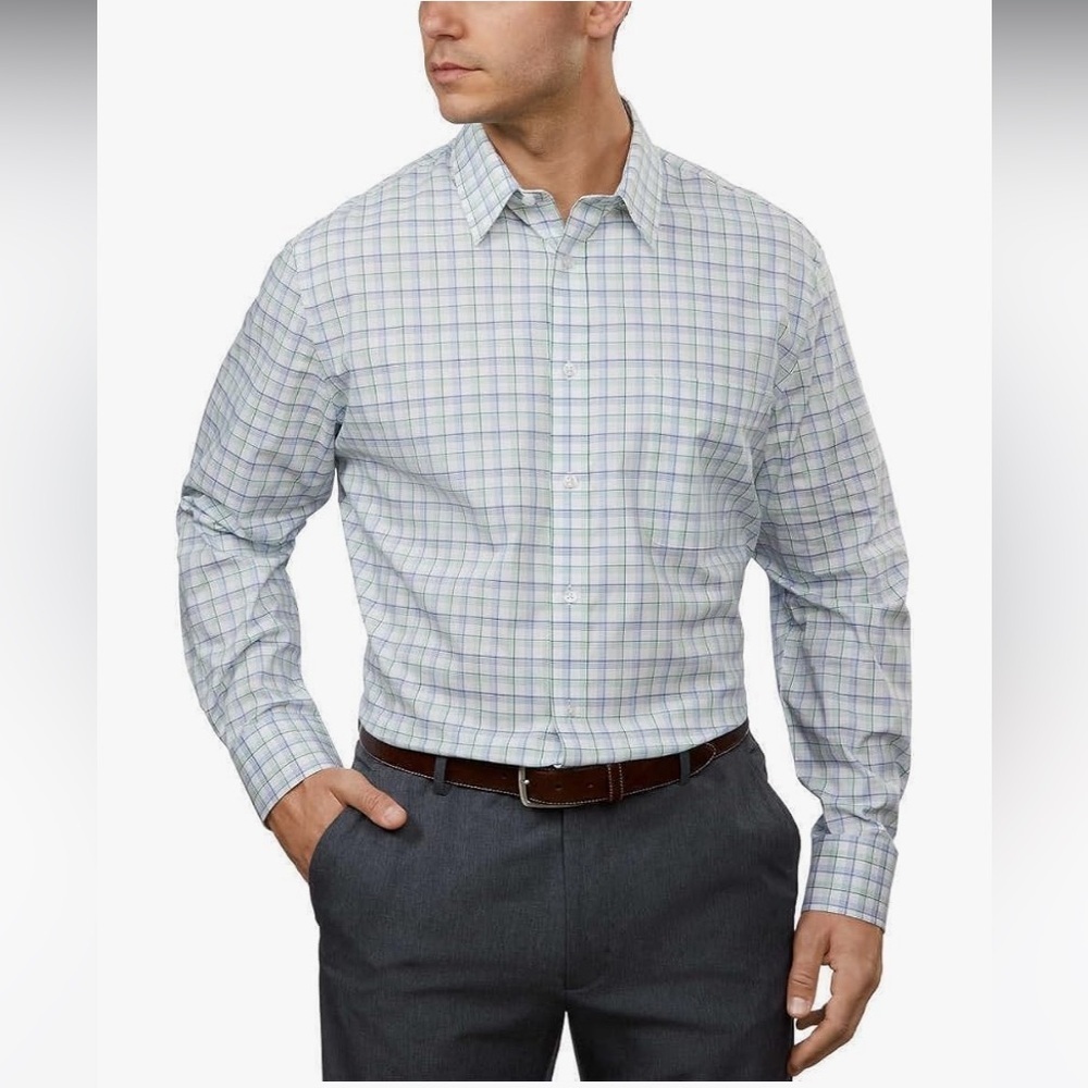 NWT - Men’s Tommy Hilfiger All-Season Stretch Dress Shirt Green - Size XL